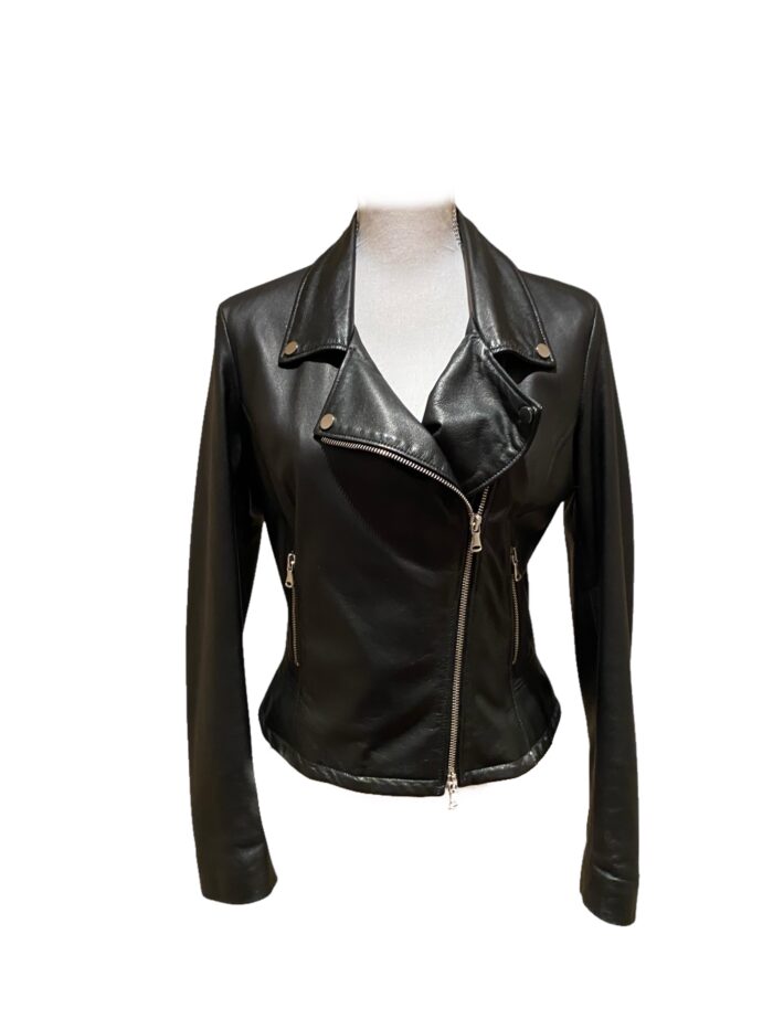 5666 Elevenone Giacca in pelle nera Taglia M