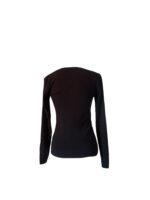 Maglia Blumarine Nera a Maniche Lunghe con Logo "BL" in Cristalli Taglia IT 42