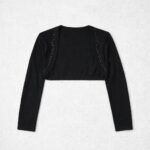 Coprispalle Bolero Blugirl Blumarine Nero in Lana e Cachemire con Strass Tagli