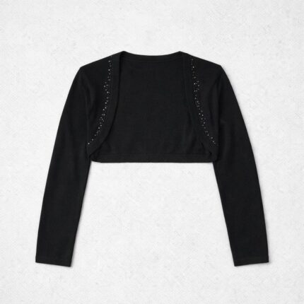 Coprispalle Bolero Blugirl Blumarine Nero in Lana e Cachemire con Strass Tagli