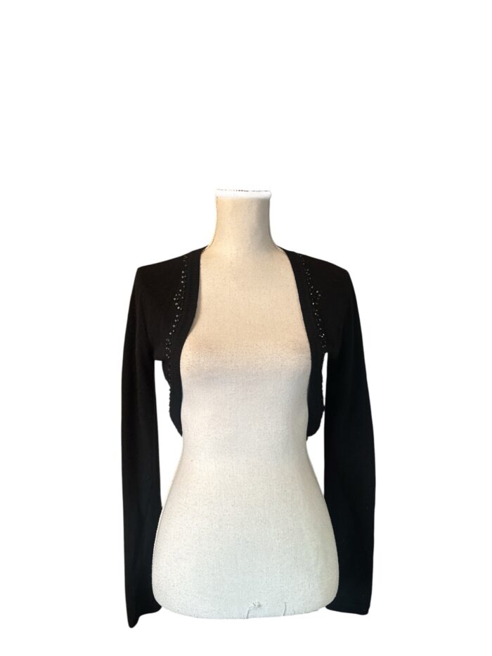 Coprispalle Bolero Blugirl Blumarine Nero in Lana e Cachemire con Strass Tagli