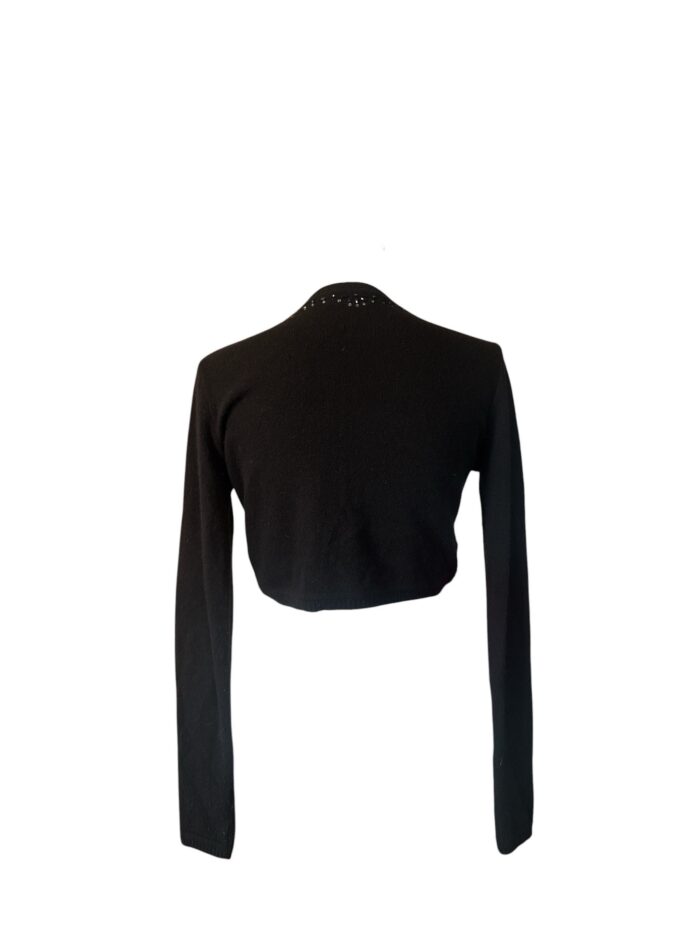 Coprispalle Bolero Blugirl Blumarine Nero in Lana e Cachemire con Strass Tagli