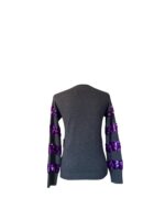 Maglione Ice Iceberg Grigio in Lana e Cachemire a Righe con Paillettes Viola S