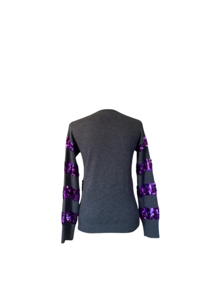Maglione Ice Iceberg Grigio in Lana e Cachemire a Righe con Paillettes Viola S