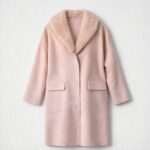Cappotto P.A.R.O.S.H. Handmade Rosa Cipria in 100% Lana con Collo in Pelliccia