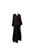 Completo Due Pezzi Angela Davis Nero in 100% Cotone con Ricami e Inserti in Pizz