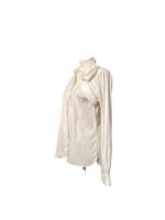 Camicia Valentino Bianca in Cotone Stretch con Maxi Rosa Scultorea in Sbieco T