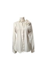 Camicia Valentino Bianca in Cotone Stretch con Maxi Rosa Scultorea in Sbieco T