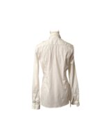 Camicia Valentino Bianca in Cotone Stretch con Maxi Rosa Scultorea in Sbieco T