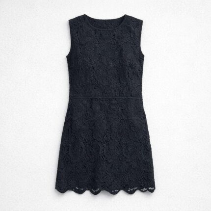 Abito Corto Scervino Street Nero in Pizzo Floral con Orlo Festonato Tg. IT 42