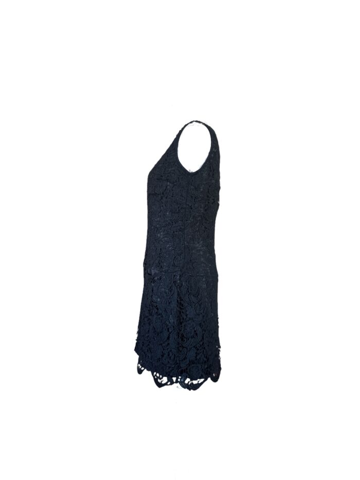 Abito Corto Scervino Street Nero in Pizzo Floral con Orlo Festonato Tg. IT 42