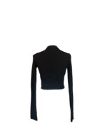Cardigan Incrociato Blumarine Nero in 100% Lana con Ricamo Floreale e Paillettes